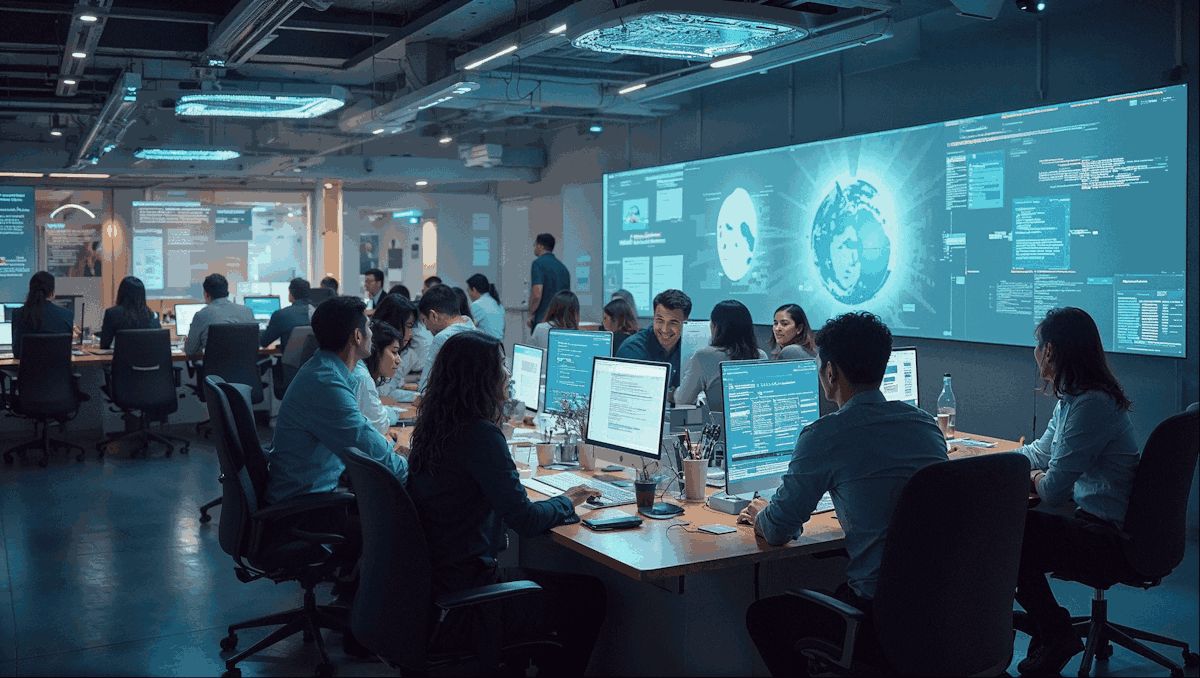  Team working in modern office